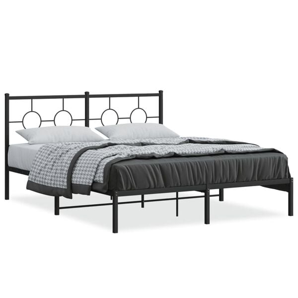vidaXL Bed Frame Black Steel 59x79 in King Size Industrial Bed Frame
