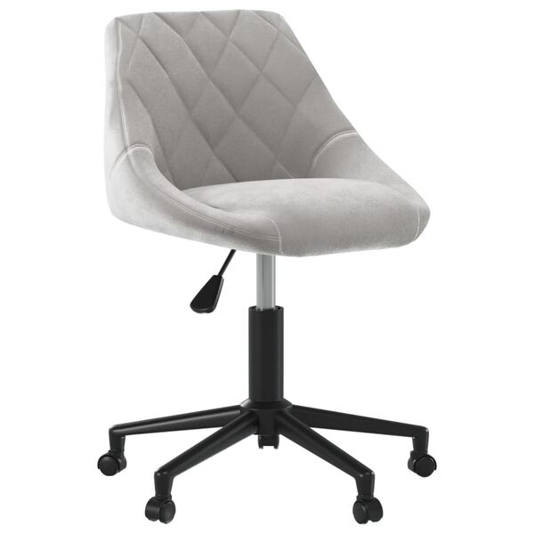 vidaXL Swivel Office Chair Light grey Velvet (100% polyester), steel