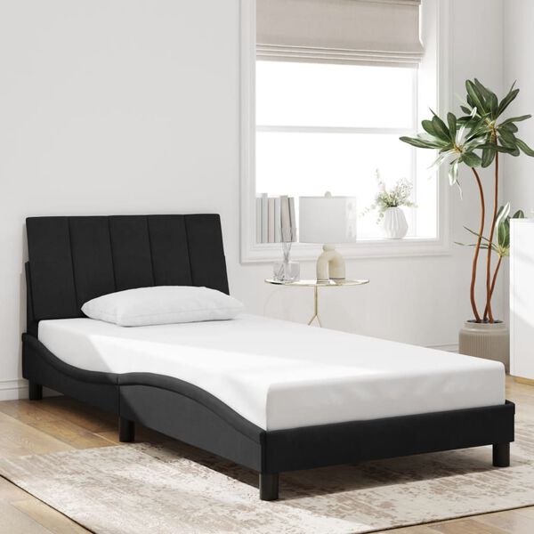 vidaXL Bed Frame Black Velvet Twin Bed Frame Rectangular Modern