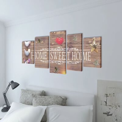 Canvas Wall Print Set Home Sweet Home Design 39" x 20"