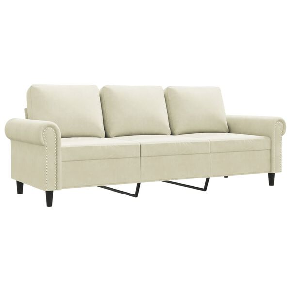 vidaXL 3-seater Sofa Cream Velvet (100% polyester)