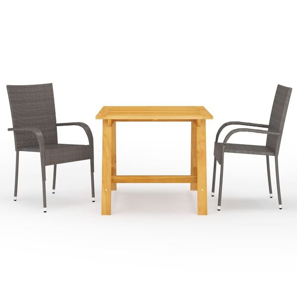 vidaXL Dining Set Brown Solid acacia wood Standard Lightweight