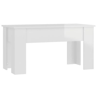 vidaXL Coffee Table High Gloss White 39.8"x19.3"x20.5" Engineered Wood