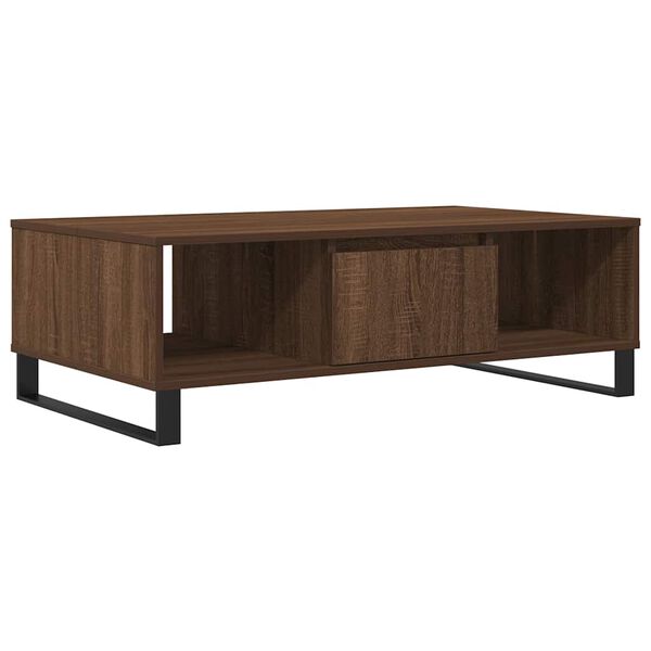 vidaXL Coffee Table Brown Oak Engineered Wood, Iron 41 in Coffee Table