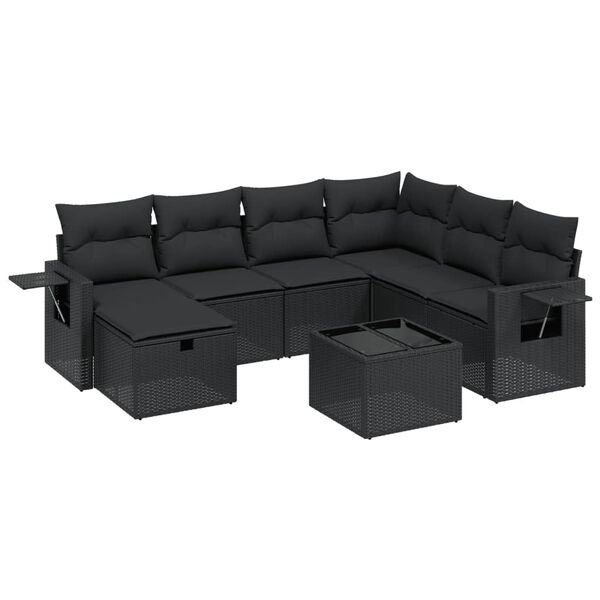 vidaXL Garden Sofa Set Black Poly Rattan Large Modular Garden Sofa Set