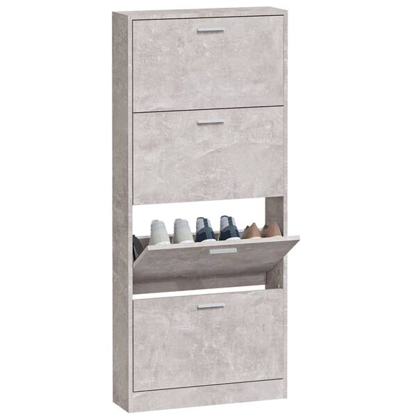 vidaXL Shoe Cabinet Concrete Grey 23.2x6.7x59.1" Engineered Wood