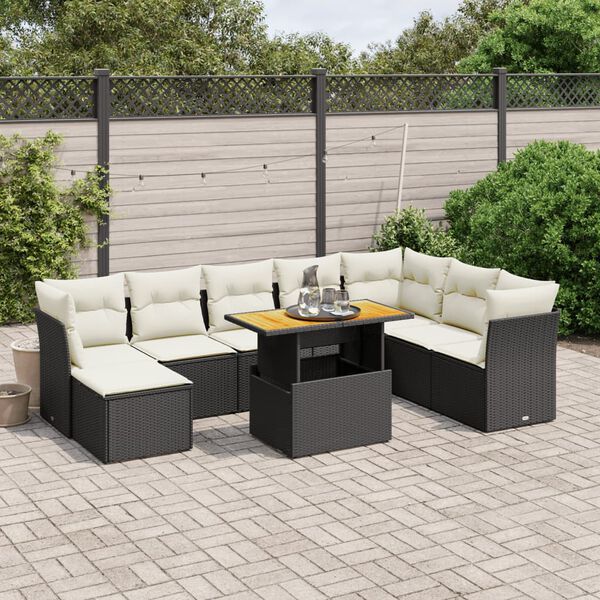 vidaXL Garden Sofa Set Black, Cream White
