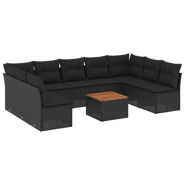 vidaXL Garden Sofa Set Black