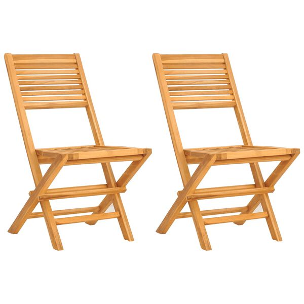 vidaXL Folding Garden Chair Set of 2 Natural Wood Solid Teak Wood Medium