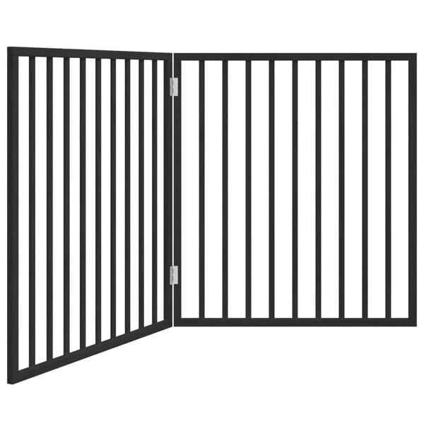vidaXL Dog Gate Set of 2 Black Poplar wood 63 in long Foldable
