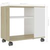 vidaXL Side Table White and Sonoma Oak 27.6"x13.8"x21.7" Engineered Wood