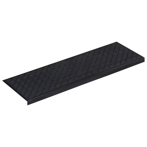vidaXL Stair Tread Black Rubber 9.8x29.5 in Stair Tread Rectangular