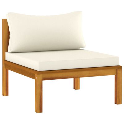vidaXL 4-Seater Patio Sofa with Cream Cushion Solid Acacia Wood