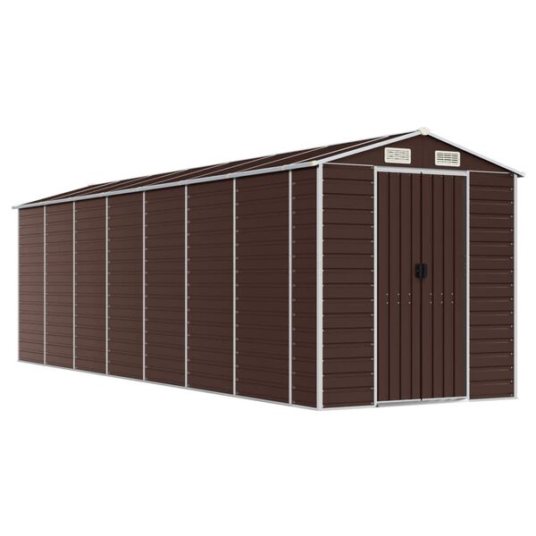 vidaXL Garden Shed Brown Galvanized Steel Large Garden Shed