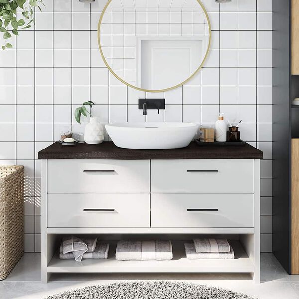 vidaXL Bathroom Countertop Dark Brown 39.4 x 15.7 x (0.8-2.4) " Treated Solid Wood