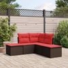 vidaXL 5 Piece Patio Sofa Set with Cushions Brown Poly Rattan