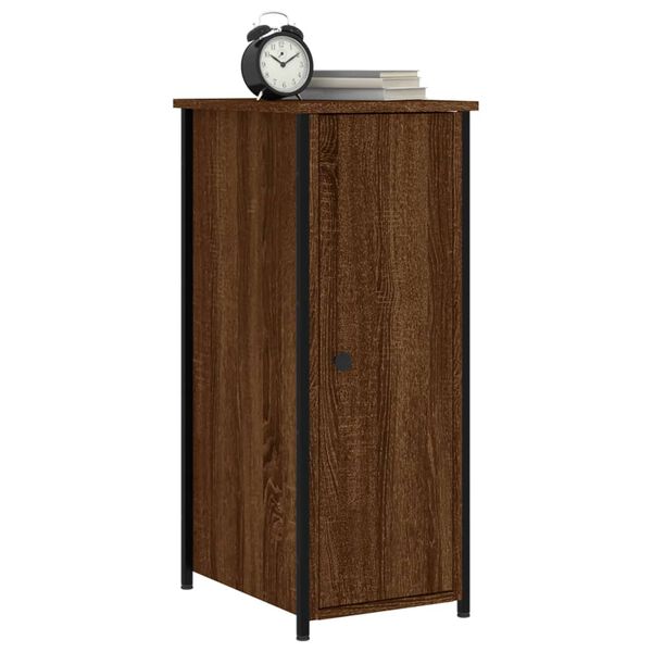 vidaXL Bedside Cabinet Set of 2 Brown Oak Engineered Wood, Iron Medium