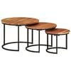 vidaXL Nesting Table Set of 3 Natural wood and black