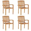 vidaXL Stacking Patio Chairs with Cushions 4 pcs Solid Teak Wood