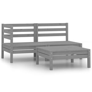 vidaXL Garden Lounge Set Grey Solid pine wood Large Modular