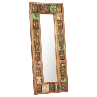 vidaXL Mirror with Buddha Cladding 19.7"x43.3" Solid Reclaimed Wood