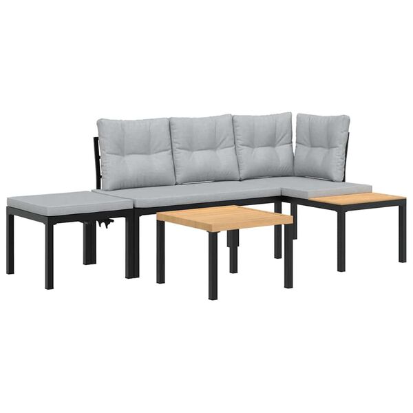 vidaXL Bench Set Black and Light Grey