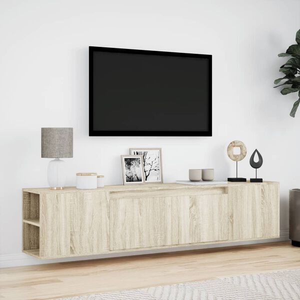 vidaXL TV Wall Cabinet Sonoma oak Engineered wood 70.9 x 12.2 x 15.6 in