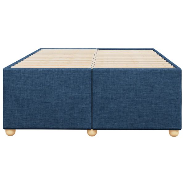 vidaXL Bed Frame Blue Polyester, plywood, engineered wood, solid pine wood