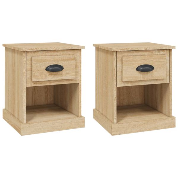 vidaXL Bedside Cabinet Set of 2 Sonoma oak Engineered wood Small