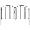 vidaXL Fence Gate Double Door with Arched Top Steel 118.1x59.1" Black