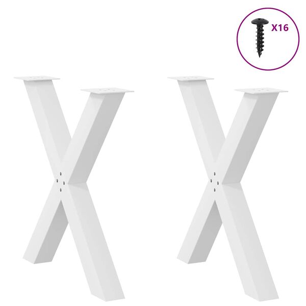 vidaXL Dining Table Leg Set of 2 White Powder-coated steel Large