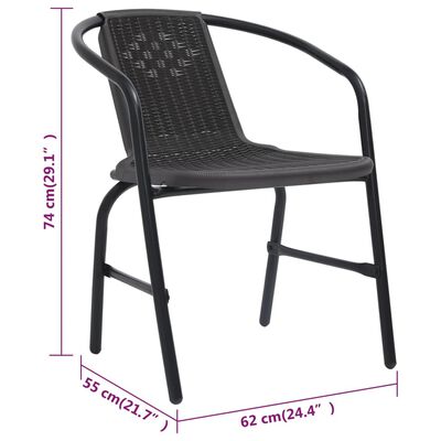 vidaXL Garden Chairs 8 pcs Plastic Rattan and Steel 242.5 lb