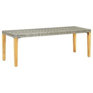 vidaXL Garden Bench Grey + natural wood color Poly rattan, solid acacia wood