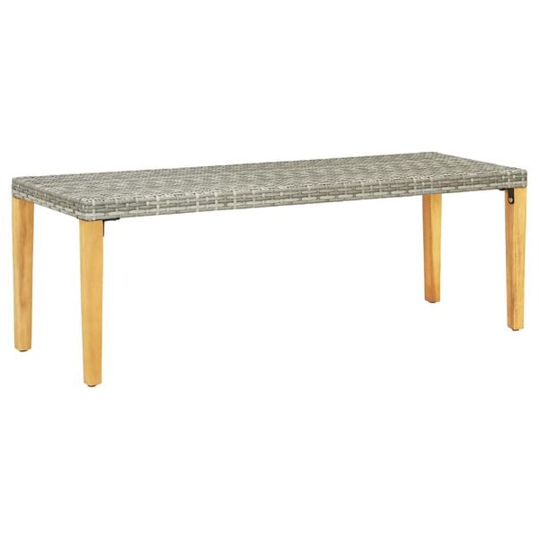 vidaXL Garden Bench Grey + natural wood color Poly rattan, solid acacia wood