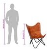vidaXL Butterfly Chair Brown Real leather, Powder-coated iron Standard