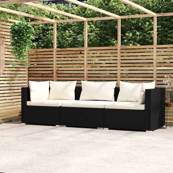 vidaXL 3-seater Sofa Black