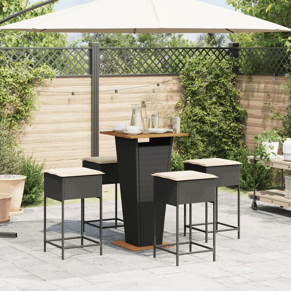 vidaXL Garden Bar Set Black and Cream White
