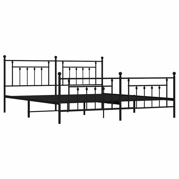 vidaXL Bed Frame Black Steel Full Bed Frame Rectangular Industrial