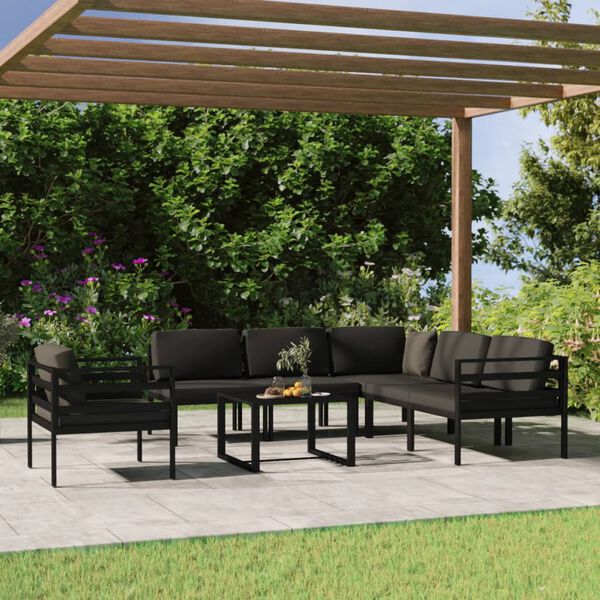 vidaXL Patio Lounge Set Modular Garden Lounge Set Rectangular Modern
