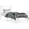 vidaXL Bed Frame White Steel Small Single Bed Frame Rectangular