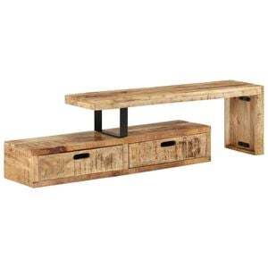vidaXL TV Stand Natural Wood Solid Mango Wood Medium Rectangular