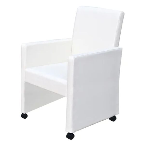 vidaXL Dining Chair Set of 2 White Cotton Standard Ergonomic