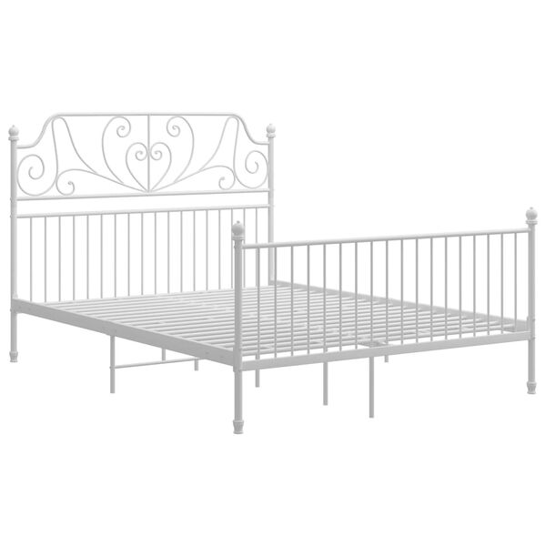 vidaXL Bed Frame White Powder-coated metal Full Durable Bed Frame