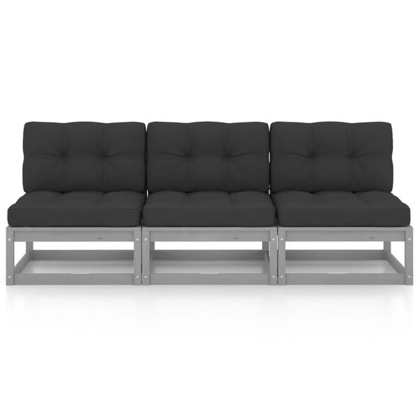 vidaXL Garden Sofa Grey with anthracite cushions