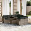 vidaXL Garden Sofa Set Grey PE Rattan Large Adjustable Armrests