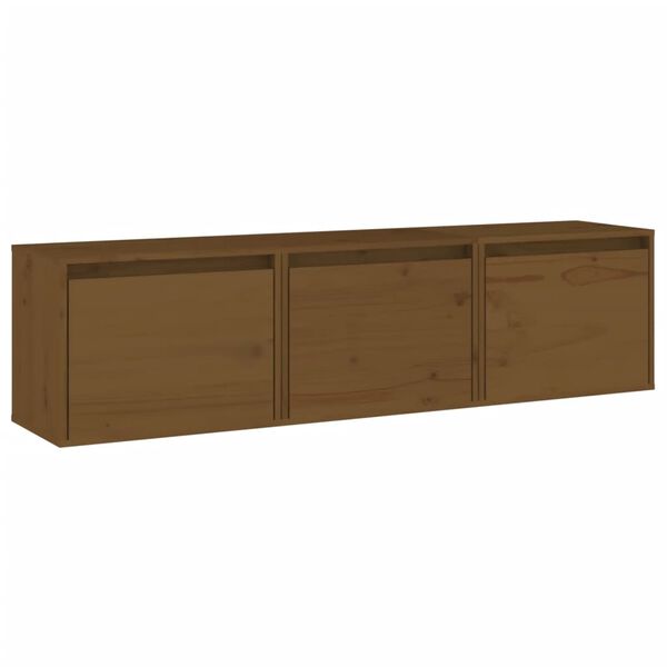 vidaXL TV Cabinet Set of 3 Honey brown Solid pine wood Standard