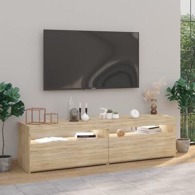 vidaXL TV Stands 2 pcs with LED Lights Sonoma Oak 29.5"x13.8"x15.7"