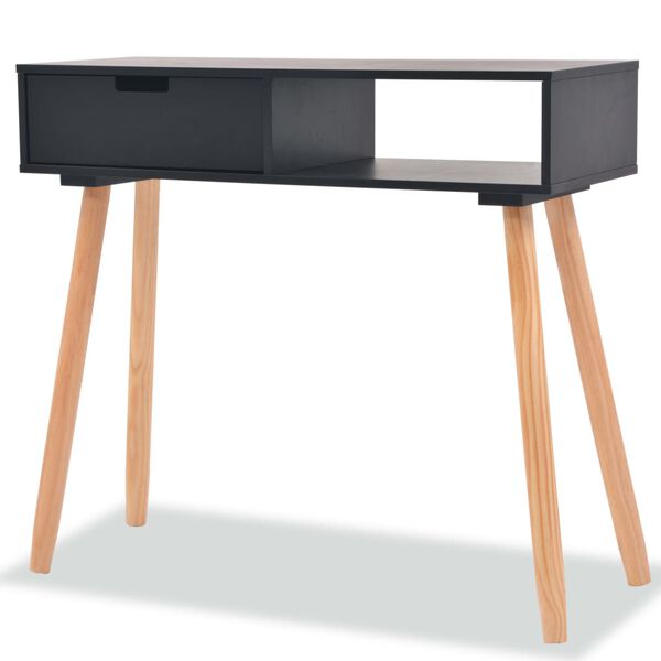 vidaXL Console Table Black Solid Pinewood Compact Console Table