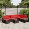 vidaXL 8 Piece Patio Sofa Set with Cushions Brown Poly Rattan