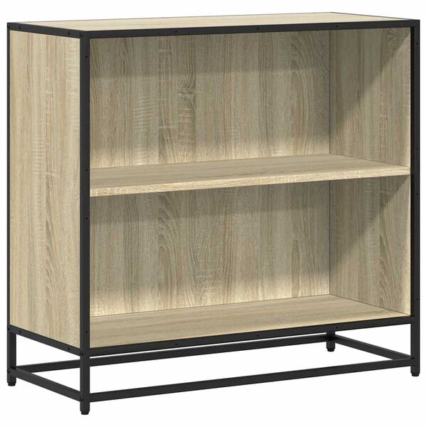 vidaXL Book Cabinet Sonoma Oak Engineered Wood, Metal Medium